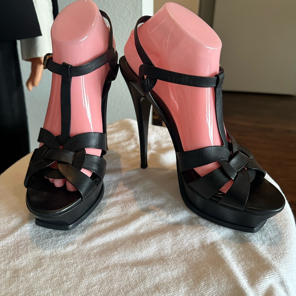 YSL tribute 11 Elegant Black Strappy Heels